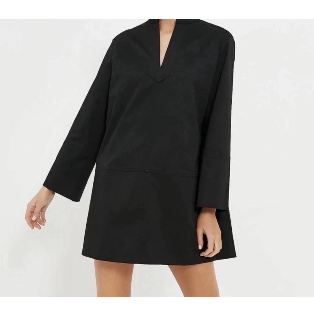 Pomander Place Roxanne Tunic Dress Mini Shift Black Cotton Blend Stretch Med